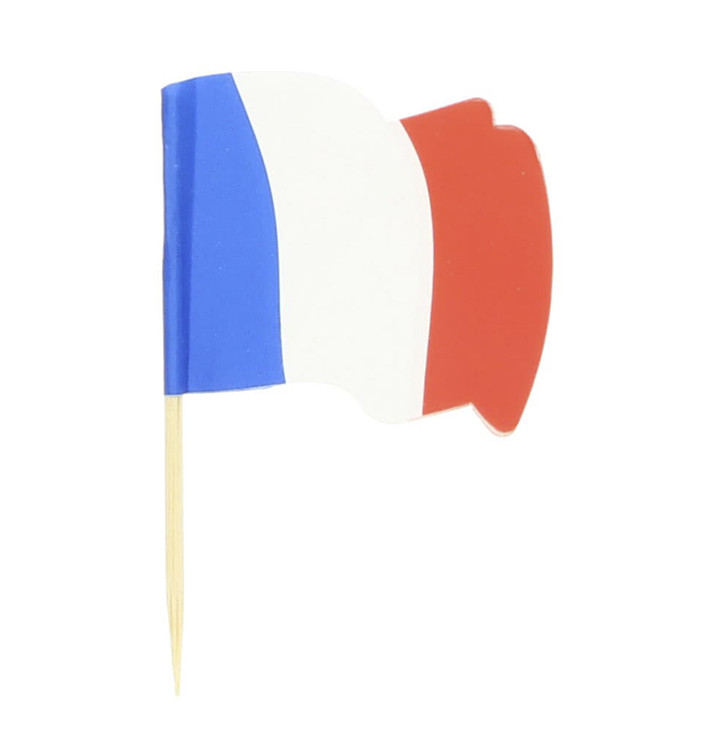Pique en Bois Drapeau "France" 65mm (144 Unités) Pique en Bois Drapeau "France" 65mm (144 Unités)