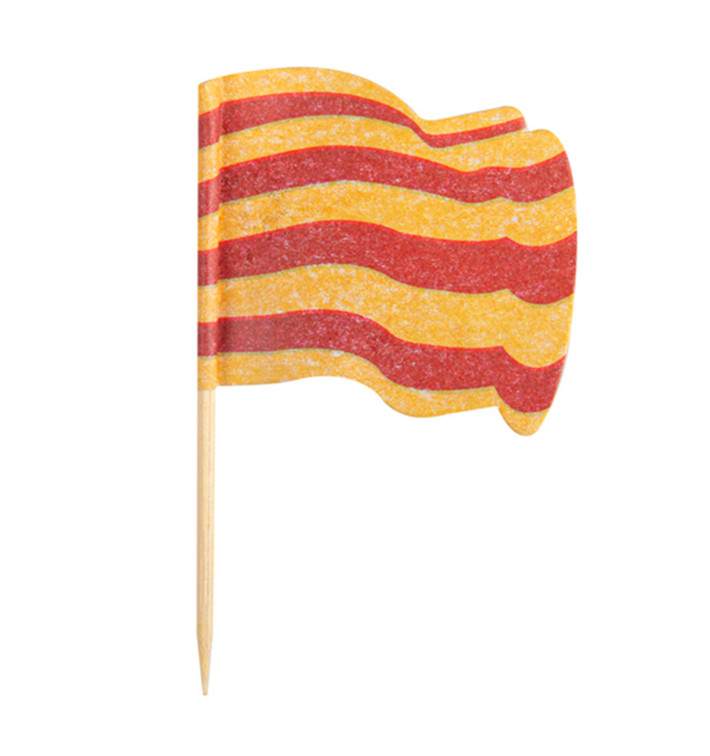Pique en Bois Drapeau "Catalogne" 65mm (144 Unités) Pique en Bois Drapeau "Catalogne" 65mm (144 Unités)