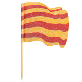 Pique en Bois Drapeau "Catalogne" 65mm (14.400 Unités)