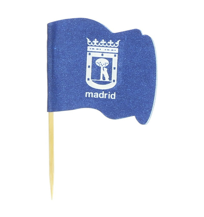 Pique en Bois Drapeau "Madrid" 65mm (144 Unités) Pique en Bois Drapeau "Madrid" 65mm (144 Unités)