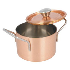 Mini Cocotte avec couvercle Inox. Cuivre Ø9x6cm (1 Uté)