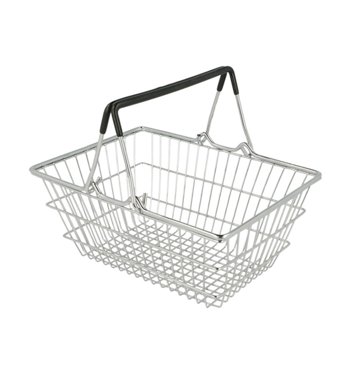 Mini Panier de Supermarché Acier Inox. 18,5x13,5x9cm (1 Uté) Mini Panier de Supermarché Acier Inox. 18,5x13,5x9cm (1 Uté)