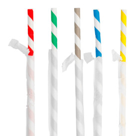 Paille Flexible Papier Assortiment Emballé Ø6mm 230mm (6000 Utés)
