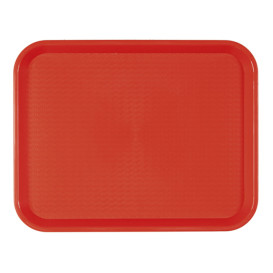 Plateau en Plastique Fast Food Rouge 27,5x35.5cm (1 Uté)