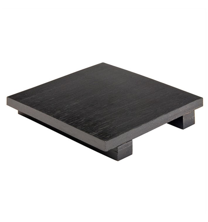 Bamboe sushi dienblad zwart 15x15x2,5cm (1 stuk) Bamboe sushi dienblad zwart 15x15x2,5cm (1 stuk)