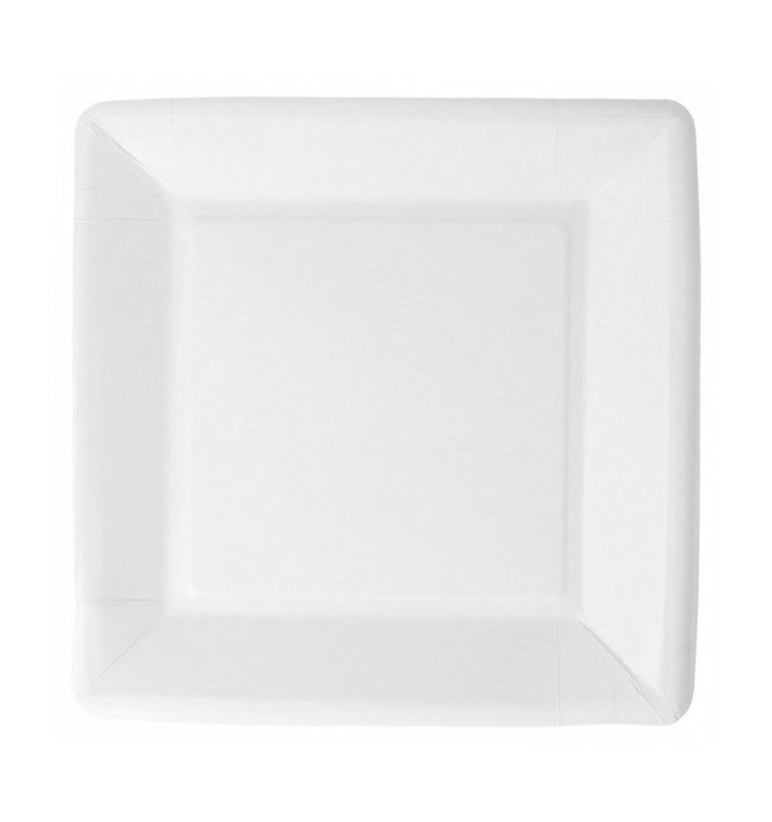 Assiette en Papier Biocoated Blanc Carrée 23cm (20 Utés)