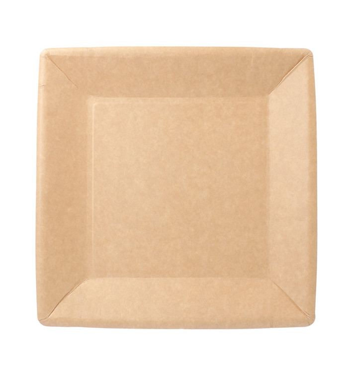 Assiette en Papier Biocoated Naturel Carrée 18cm (400 Utés) Assiette en Papier Biocoated Naturel Carrée 18cm (400 Utés)
