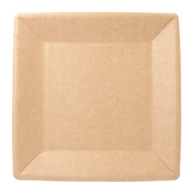 Assiette en Papier Biocoated Naturel Carrée 23cm (20 Utés)