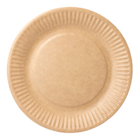 Assiette en Papier Biocoated Naturel Relief Ø18cm (20 Utés)