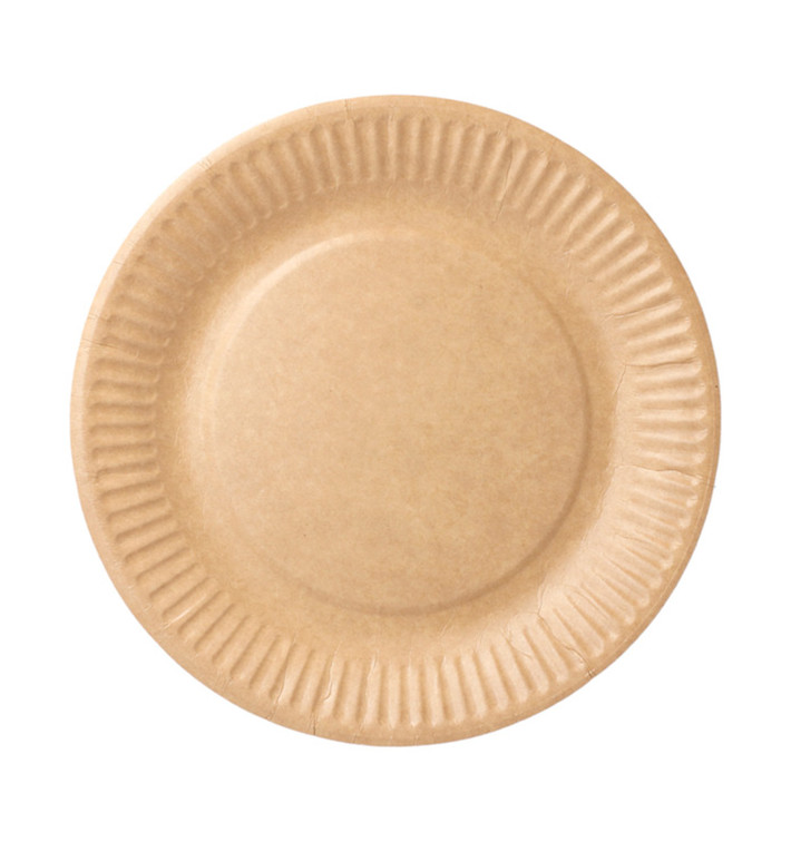 Assiette en Papier Biocoated Naturel Relief Ø18cm (20 Utés)