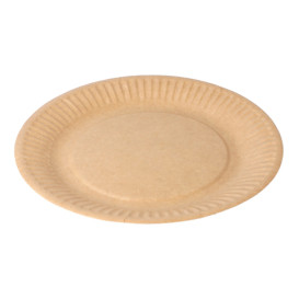 Assiette en Papier Biocoated Naturel Relief Ø18cm (20 Utés)