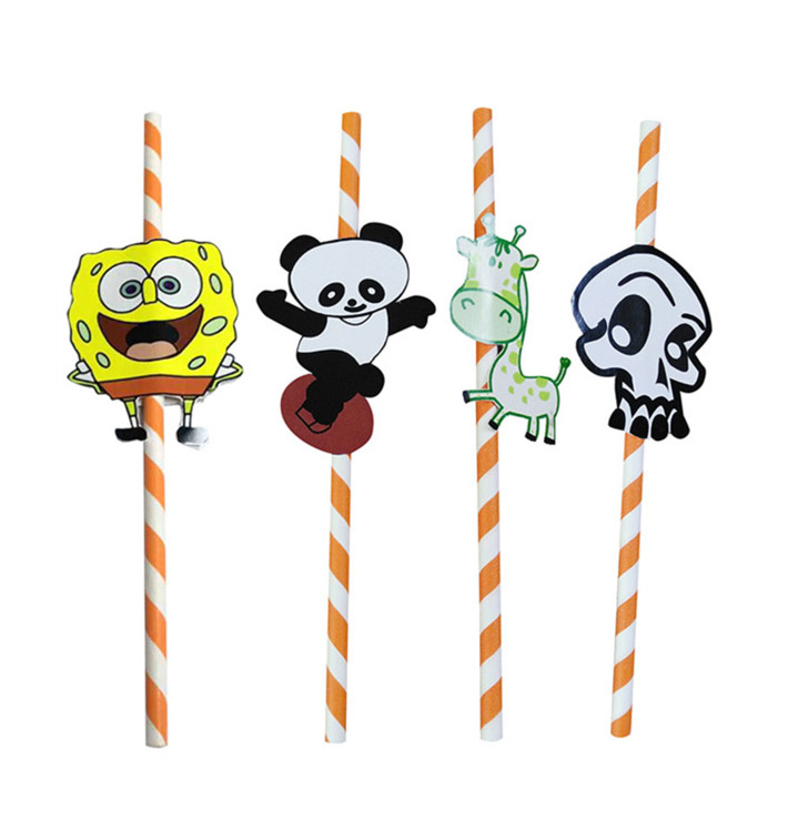 Papieren rechte rietjes "Dieren" Design Ø0,6cm 24cm (100 stuks) Papieren rechte rietjes "Dieren" Design Ø0,6cm 24cm (100 stuks)