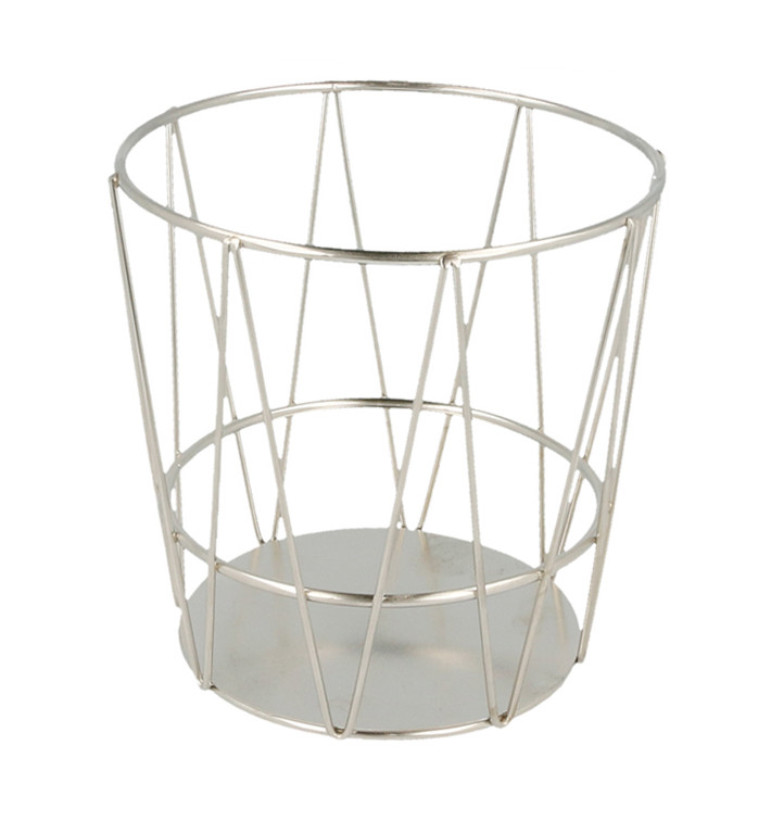 Stalen ronde mand zilver Ø11,5x11,5cm (1 stuk) 