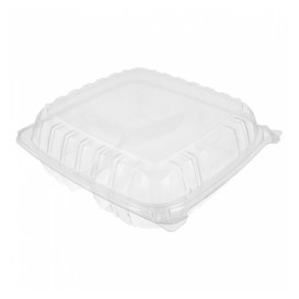 Plastic scharnierende Deli-Container OPS 3 Compartmenten "transparant Seal" 4070ml (100 stuks)