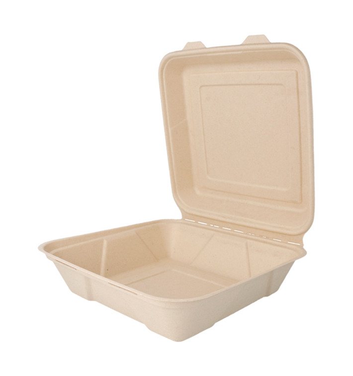 Suikerriet Gescharnierd Container "Menu Box" 22,5x22,5x7,5cm (50 stuks) Suikerriet Gescharnierd Container "Menu Box" 22,5x22,5x7,5cm (50 stuks)