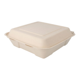 Suikerriet Gescharnierd Container "Menu Box" 22,5x22,5x7,5cm (50 stuks) 