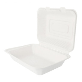 Suikerriet Gescharnierd Container "Menu Box" wit 22,5x16,5x6,4cm (50 stuks) 