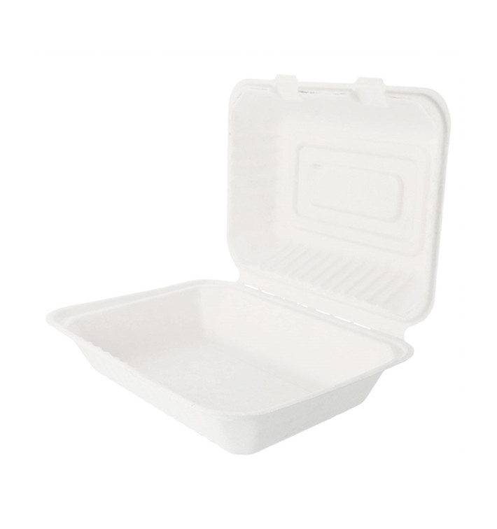 Suikerriet Gescharnierd Container "Menu Box" wit 22,5x16,5x6,4cm (50 stuks) Suikerriet Gescharnierd Container "Menu Box" wit 22,5x16,5x6,4cm (50 stuks)