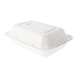 Suikerriet Gescharnierd Container "Menu Box" wit 22,5x16,5x6,4cm (50 stuks) 
