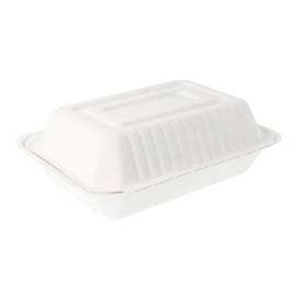 Suikerriet Gescharnierd Container "Menu Box" wit 22,5x16,5x6,4cm (50 stuks) 