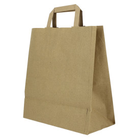 Sacs en Papier Kraft avec Anses Plates 80g/m² 26+14x29cm (250 Unités)