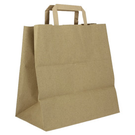 Sacs en Papier Kraft avec Anses Plates 80g/m² 28+17x29cm (50 Unités)