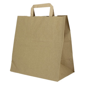 Sacs en Papier Kraft avec Anses Plates 80g/m² 28+17x29cm (200 Unités)