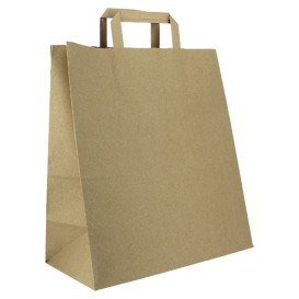 Sacs en Papier Kraft avec Anses Plates 80g/m² 32+16x35cm (50 Unités)