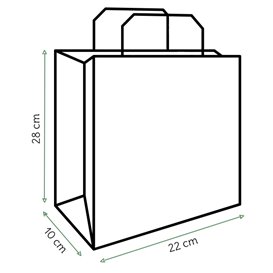 Sacs en Papier Kraft avec Anses Plates 80g/m² 22+10x28cm (250 Unités)