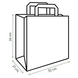 Vlakke Handvat Kraftpapier Zakken 80g/m² 32+21x26cm (50 Stuks)