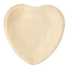 Palm blad bord "Heart" vormig 16,5x16,5x2,5cm (25 stuks) 