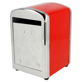 Servet van staal dispenser"Miniservis" rood 10,5x9,7x14cm (12 stuks)