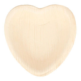 Palm blad bord Heart vormig 10x10x1,5cm (25 stuks) 