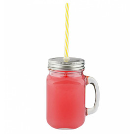 Pichet en Verre avec Couvercle et Paille 450 ml (24 Utés)