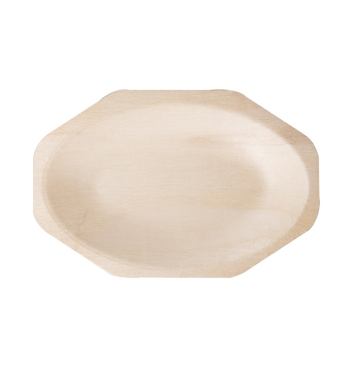 Plateau jetable en bois Octogonal 20x13x2,5 cm (50 Utés) Plateau jetable en bois Octogonal 20x13x2,5 cm (50 Utés)