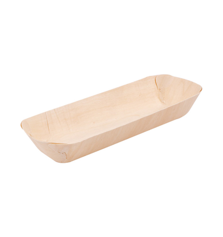 Barquette jetable en bois Rectangulaire 19,5x7,5x2,7cm (50 Utés) Barquette jetable en bois Rectangulaire 19,5x7,5x2,7cm (50 Utés)