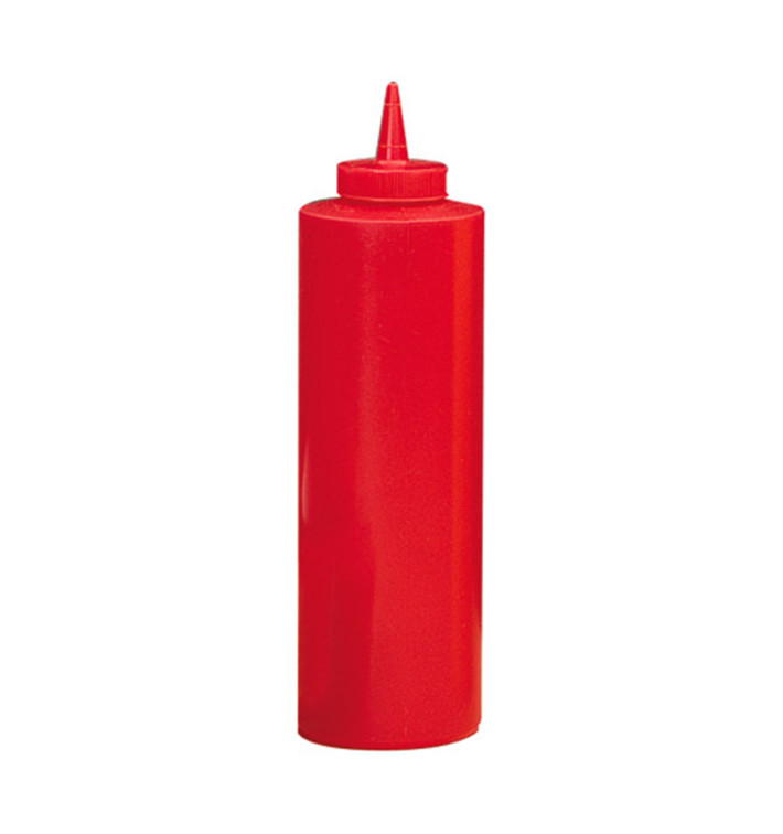 Squeeze saus dispenser plastic rood 720ml (36 stuks) Squeeze saus dispenser plastic rood 720ml (36 stuks)