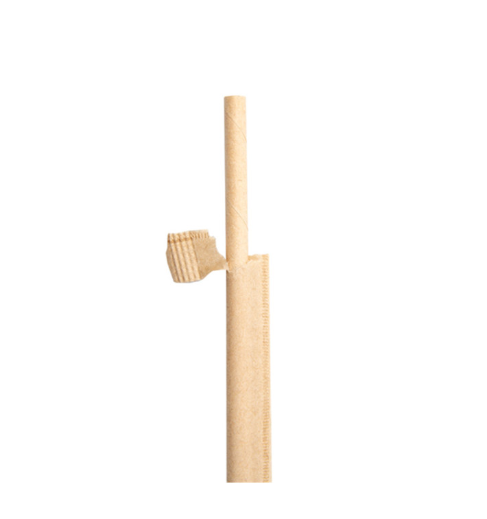 Paille Papier Naturel Emballée Kraft Ø6mm 21cm (250 Utés) Paille Papier Naturel Emballée Kraft Ø6mm 21cm (250 Utés)