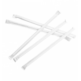 Paille Papier Blanc Emballée Blanc Ø6mm 21cm (6000 Utés)