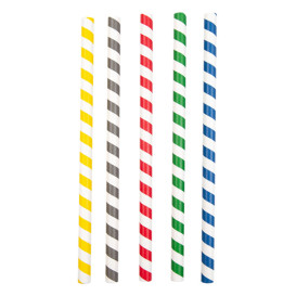 Paille Droite Papier Assortiment Ø10mm 21cm (50 Utés)