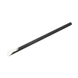 Paille Cuillère Papier Noir Emballée Blanc Ø8mm 21cm (1000 Utés)