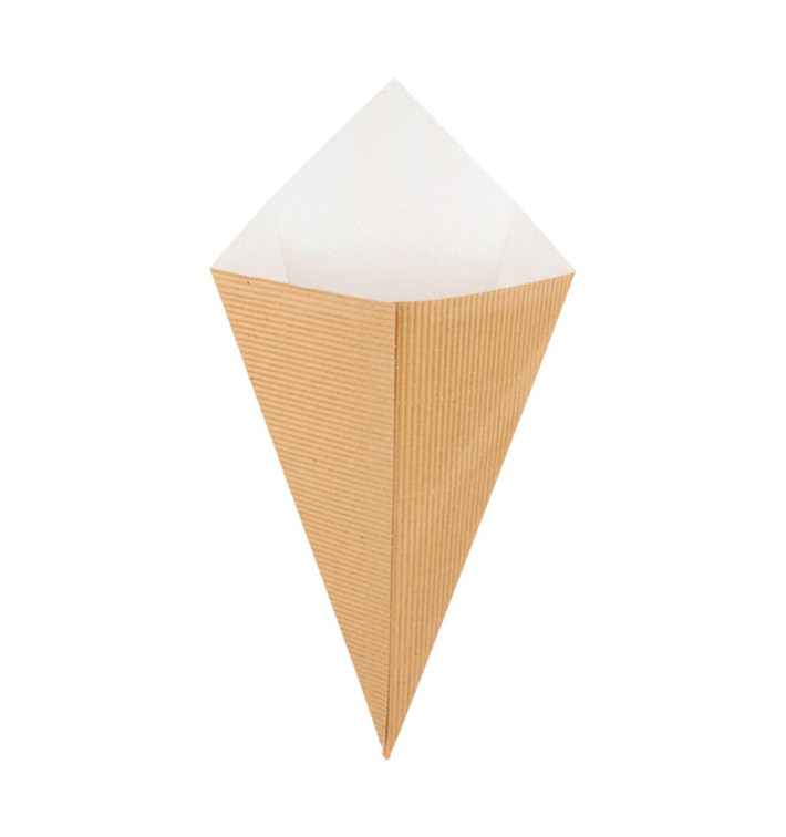 Cornet Ondulé Carton Kraft 270mm 250g (100 Unités) Cornet Ondulé Carton Kraft 270mm 250g (100 Unités)