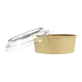 Pot en Carton Kraft-Kraft avec couvecle RPET 19 Oz/550 ml (50 Utés)