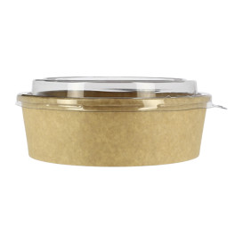 Papieren Container Kraft + RPET Deksel 33Oz/1000ml (100 stuks)