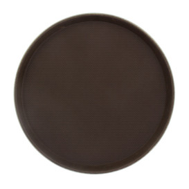 Plateau PP Rond Antidérapant Marron Ø35,5cm (12 Utés)