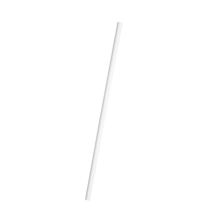 Paille Droite Papier Blanc Ø6mm 20cm (250 Utés) Paille Droite Papier Blanc Ø6mm 20cm (250 Utés)