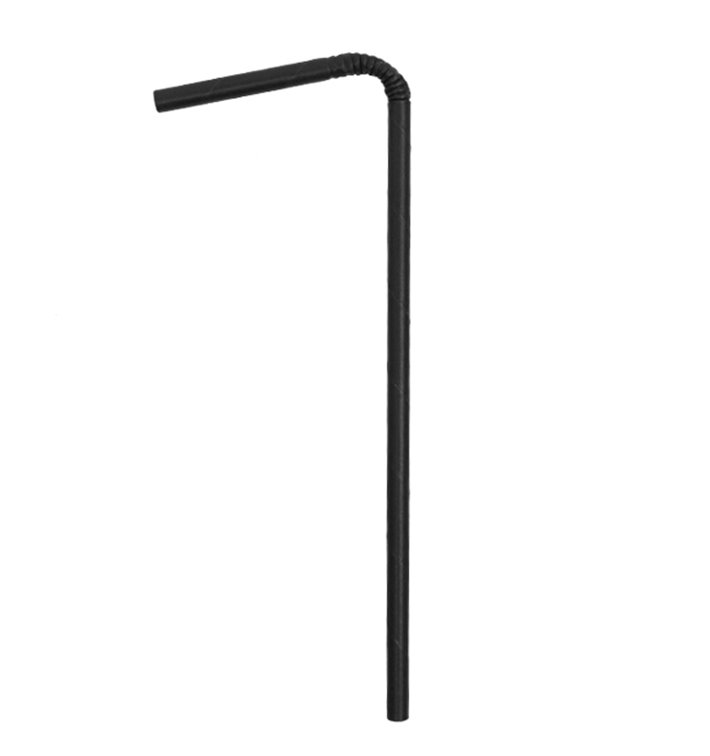 Paille Flexible Papier Noir Ø6mm 230mm (250 Utés) Paille Flexible Papier Noir Ø6mm 230mm (250 Utés)