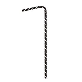 Paille Flexible Papier Noir Ø6mm 230mm (3.000 Utés)