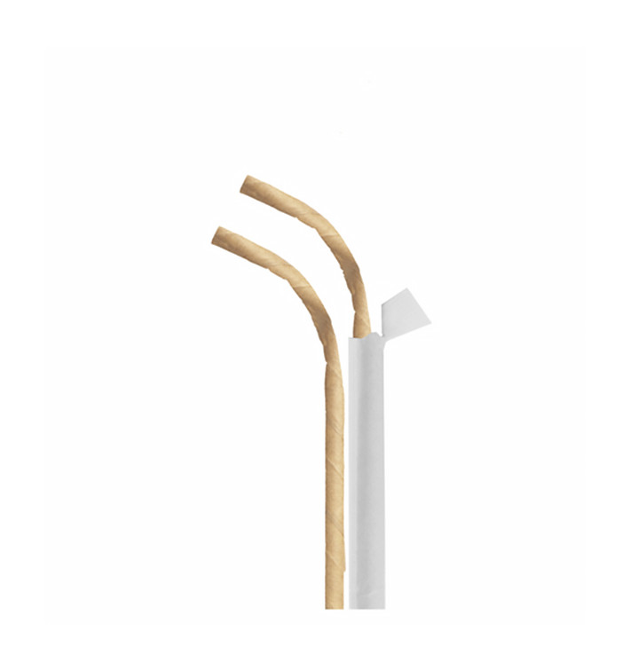 Paille Flexible Papier Kraft Emballé Ø6mm 230mm (250 Utés) Paille Flexible Papier Kraft Emballé Ø6mm 230mm (250 Utés)