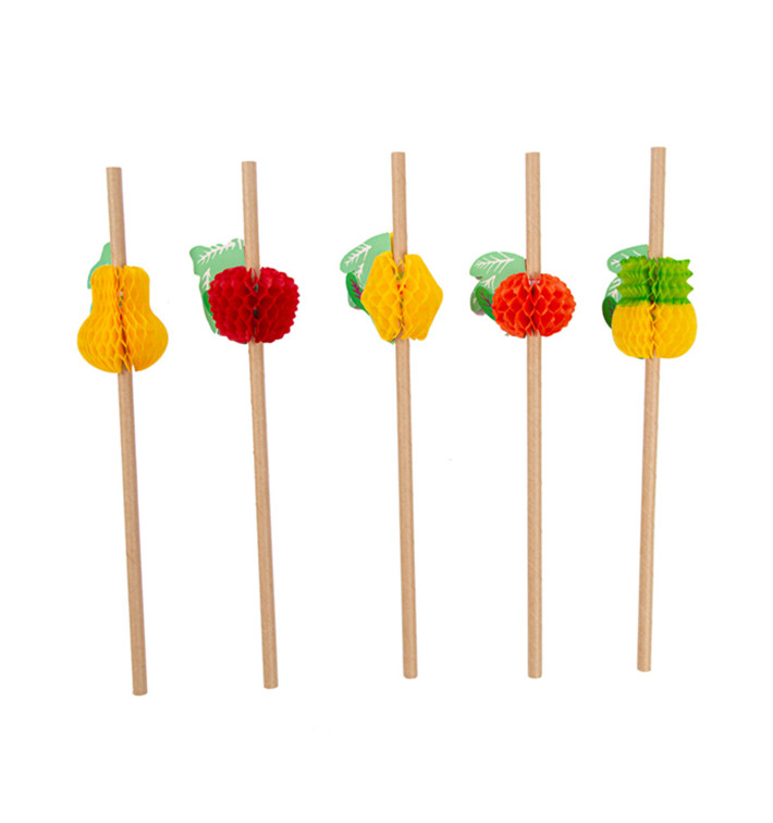 Papieren rechte rietjes Vruchten Ø0,6cm 23cm (24 stuks) Papieren rechte rietjes Vruchten Ø0,6cm 23cm (24 stuks)